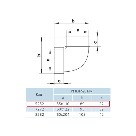 ZERNBERG 5252 Колено вертикальное 110 х 55 мм в упак.