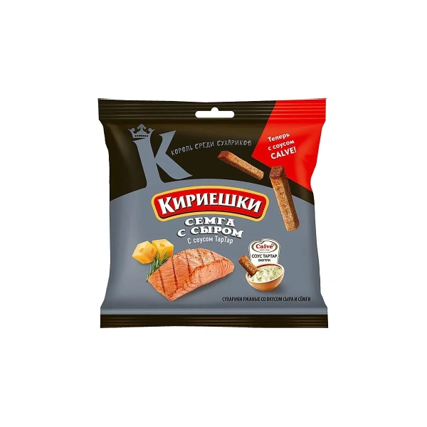 Сухарики со вкусом «Семга с сыром» и с соусом тар-тар «Calve» «Кириешки Baguet», 70 г