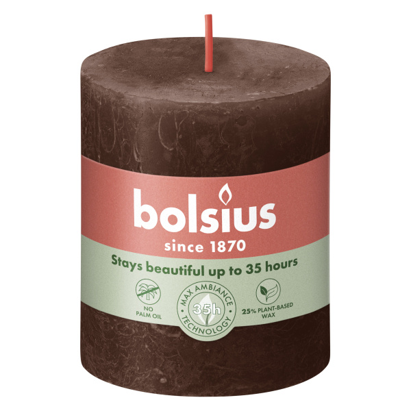 Свеча столбик Bolsius Rustic 8х6,8 см Chocolate Brown