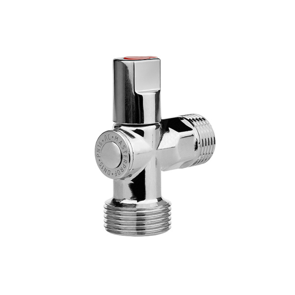 Кран шаровой угловой для бытовой техники 1/2" х 3/4" н/н (ручка сверху) ХРОМ-POLISH.латунь,ГОСТ, MPF