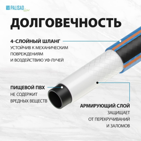 Шланг поливочный армированный, 1/2" 25м, LUXE// Palisad
