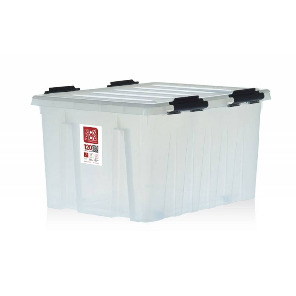 Ящик с крышкой на роликах Rox Box 120л прозрачный