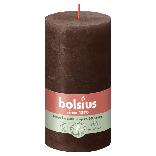 Свеча столбик Bolsius Rustic 13х6,8 Chocolate Brown
