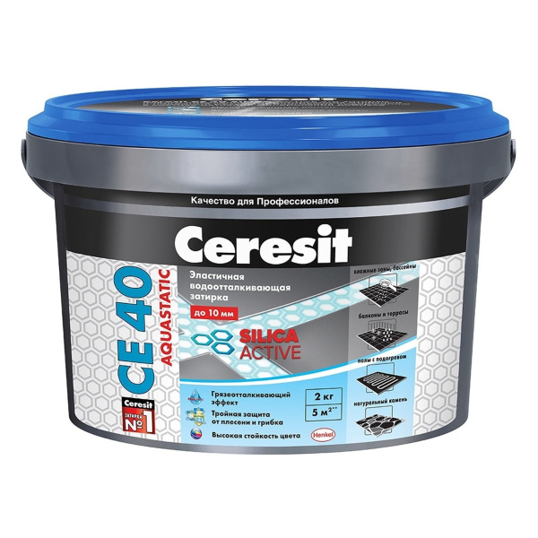 Ceresit затирка CE40 SilicaActive - Графит (Graphit), 2 кг (16)