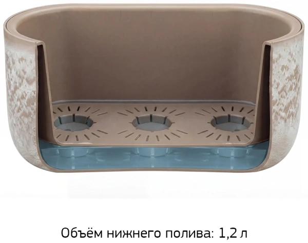 Кашпо МИКРИТ овальное 385x180мм 6л со вставкой, бежевый слайн М 3274