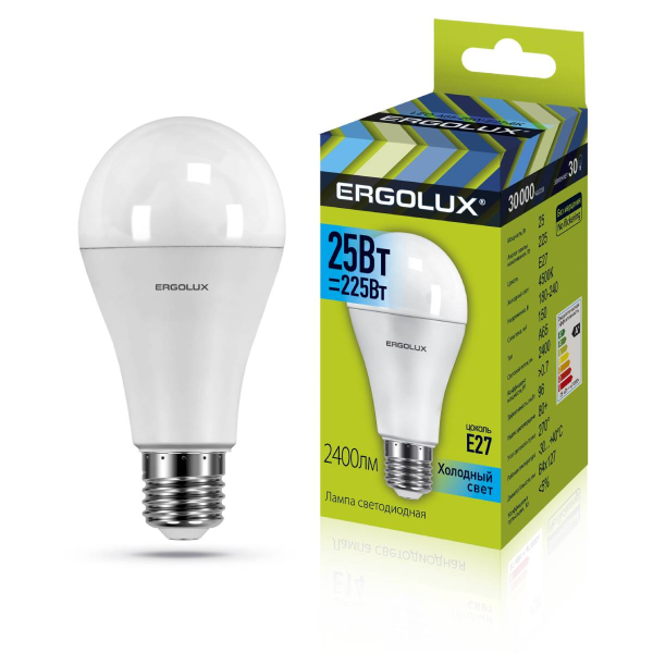 Лампа Ergolux LED-A65-25W-E27-4K (Эл.лампа светодиодная ЛОН 25Вт E27 4500K 180-240В) 14236