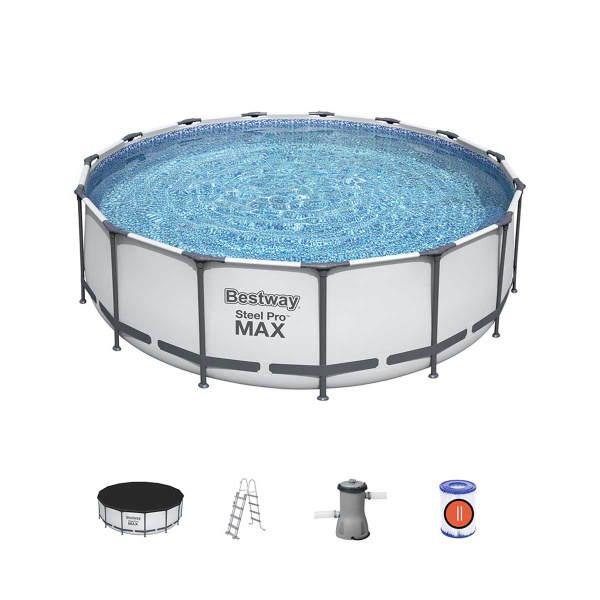 Бассейн каркасный Bestway 457х122 см комплект Ф-насос, тент, лестница 56438