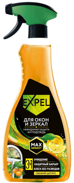 Спрей Expel для мытья стёкол и зеркал свежий цитрус 450 мл
