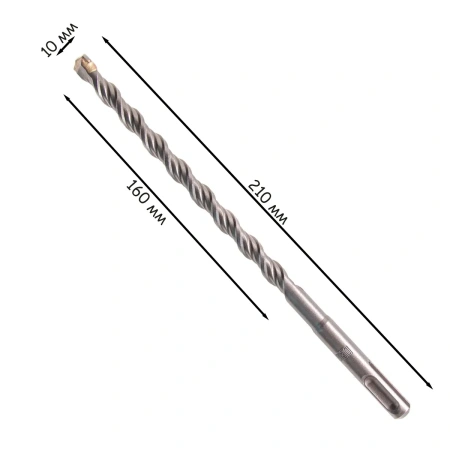 Бур по бетону, двойная спираль, Cobalt W-tip, 10x210 мм, SDS PLUS// Denzel
