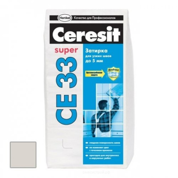 Ceresit затирка СЕ 33 Comfort Серый, 2кг (07)