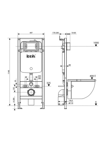 Инсталляция Iddis Универсальная рамная для подвесного унитаза Profix, PRO0000i32, IDDIS
