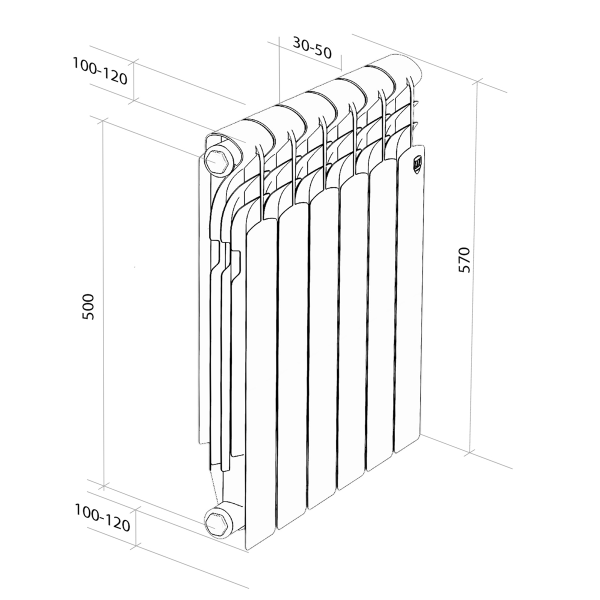 Радиатор Royal Thermo Revolution 500 2.0 - 10 секц. (Новый) (алюминиевый)