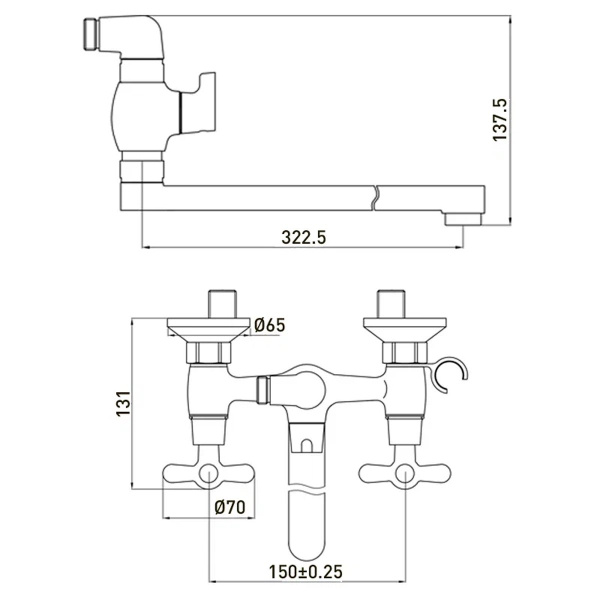 Смеситель в/д  дл.нос Gross Aqua 7016083С-35L(F) - Н Retro