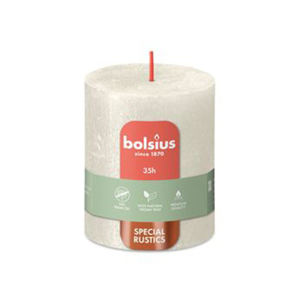 Свеча столбик Bolsius 80х68 мм Metallic Ivory