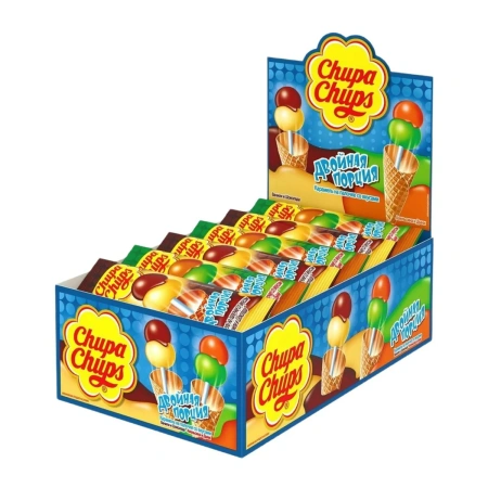 Chupa Chups Карамель на палочке Двойная порция Ваниль и шоколад 16,8г