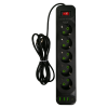 Удлинитель сетевой 2 м F25U 5 розеток,  3 usb разъема(черный)