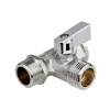 Кран шаровой трёхпроходной для бытовой техники 1/2" х 1/2" х 1/2" в/н/н, никел.латунь, ГОСТ, MPF
