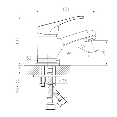 Смеситель д/р DecoRoom DR21011 монолитный, хром